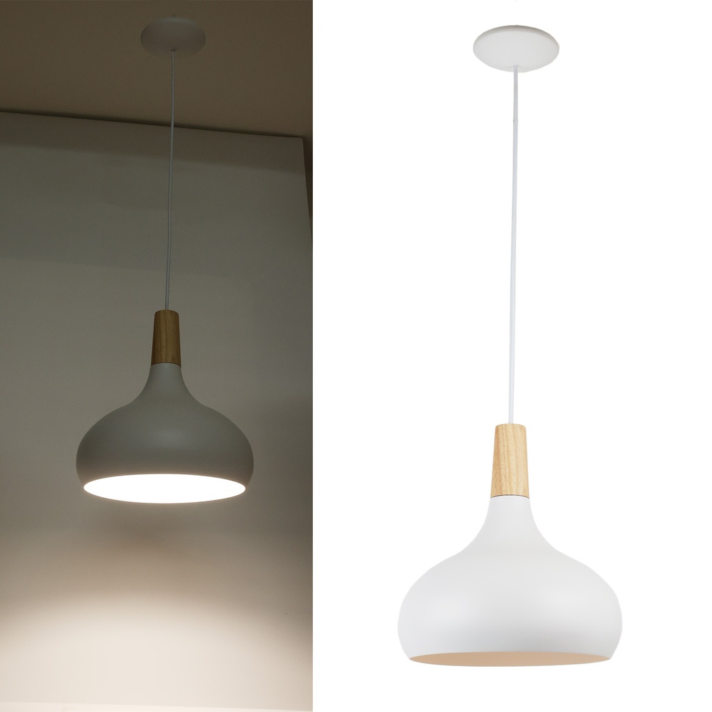 Lampada a sospensione in metallo e legno in stile nordico "LOLA" per soggiorno e sala da pranzo E27 Ø26cm