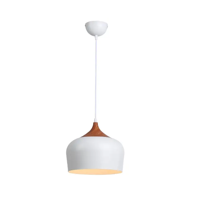 Modern Pendant Light "SLEEK" - Industrial Wooden Drum and Dome, E27, Ideal for Kitchen Island, Dining Room, Living Room, Bar or Hallway