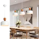 Lámpara Colgante Moderna Nórdica "BILBAO" – Pantalla de 30 cm en Efecto Madera y Metal, Altura Ajustable, Casquillo E27