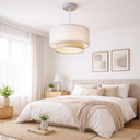 Lampada a sospensione con paralume in tessuto e rattan Ø 40 cm "EMMA"-E27