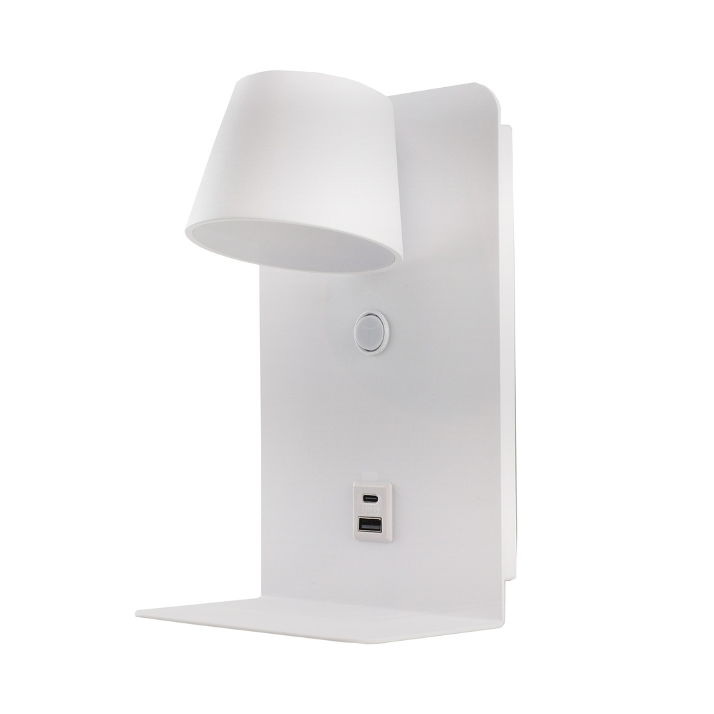 Aplique LED Orientable "BERNA" 6W con Interruptor y Carga USB y Type C, 3000K-4000K-6000K, Chips Osram, Driver KGP