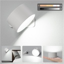 Lampada da parete ricaricabile per interni con luce calda/naturale/bianca, lampada da parete con controllo touch, lampada da parete con rotazione a 360° a batteria