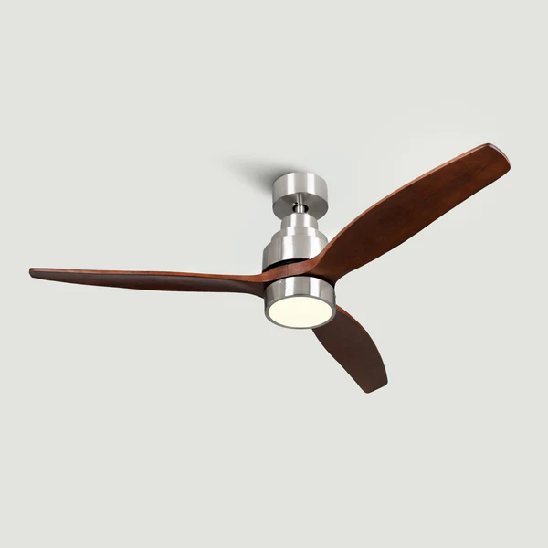Ventilatore da soffitto Brizy Bright in legno scuro con motore DC 30W + LED 24W / 6 velocità / 3 pale, funzione estate e inverno / timer, telecomando / luce LED integrata