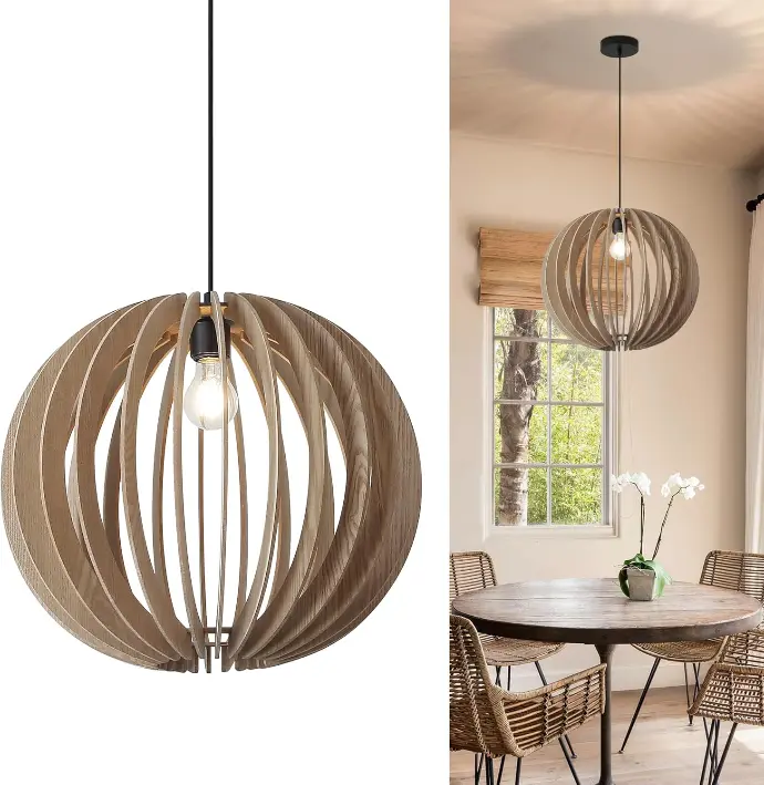 Lámpara de techo colgante de madera Ø45cm "VIDAR"-E27