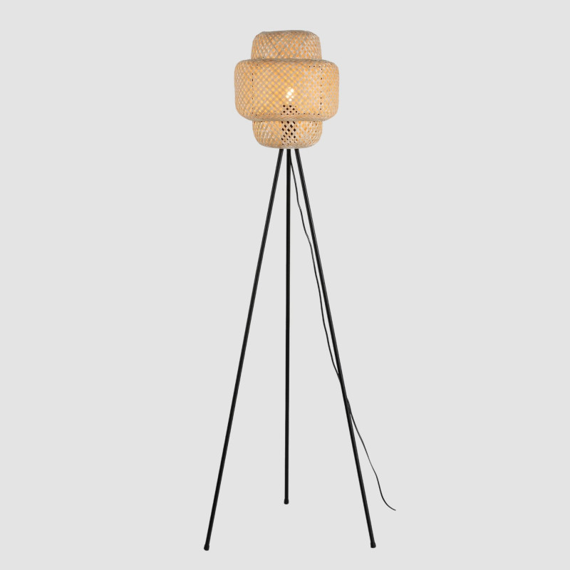 Lampada da terra con treppiede in vimini "EDDA" - E27