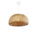Minimalist Wicker and Bamboo Pendant Lamp 'OSAKA' with Double-Layer Dome, Ø480 x 250 mm