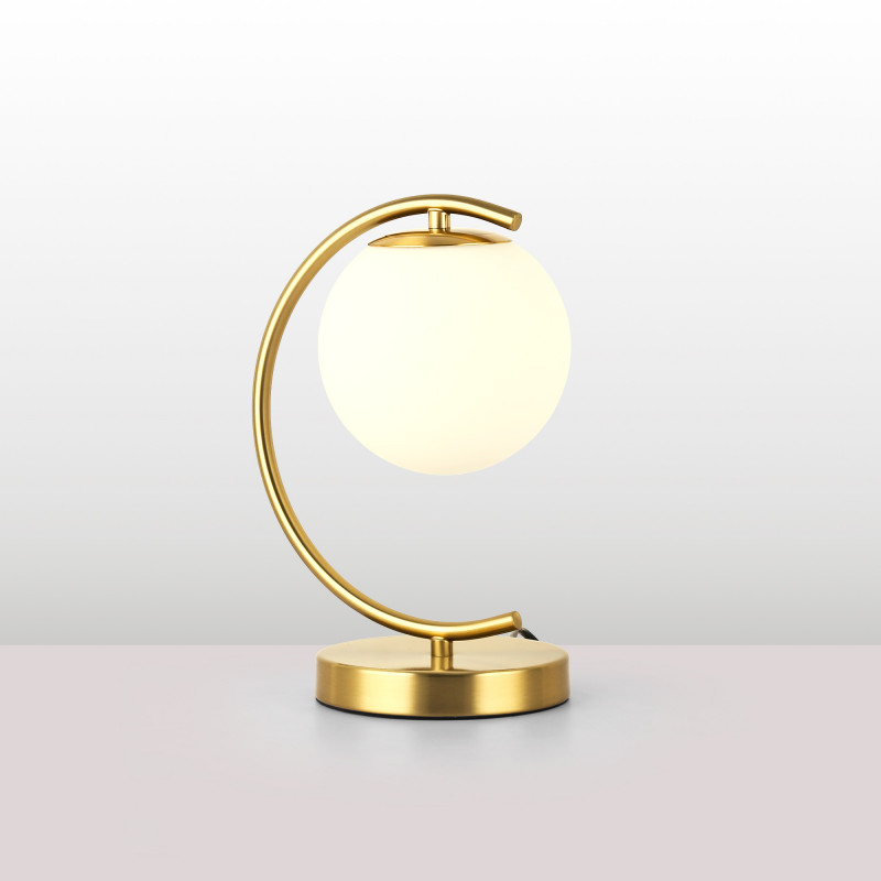 "YLSA" Table Lamp - Opal Glass Globe and Gold Base, Ideal for Bedroom, Office and Hotel"-E27