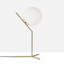  Lampe de table boule de cristal et aluminium doré : éclairage de nuit pour chambres et salons Ø 25 cm « LUCY » - E27