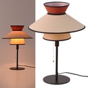Lámpara de mesa vertical diseño retro francés en tonos cálidos con pantalla textil Ø40 cm, base negra, Citronela "LIMONA"E27  ideal para salón o dormitorio 
