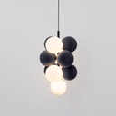 Lampada acustica verticale sospesa "RAIM" - 4 sfere luminose e 6 sfere assorbenti