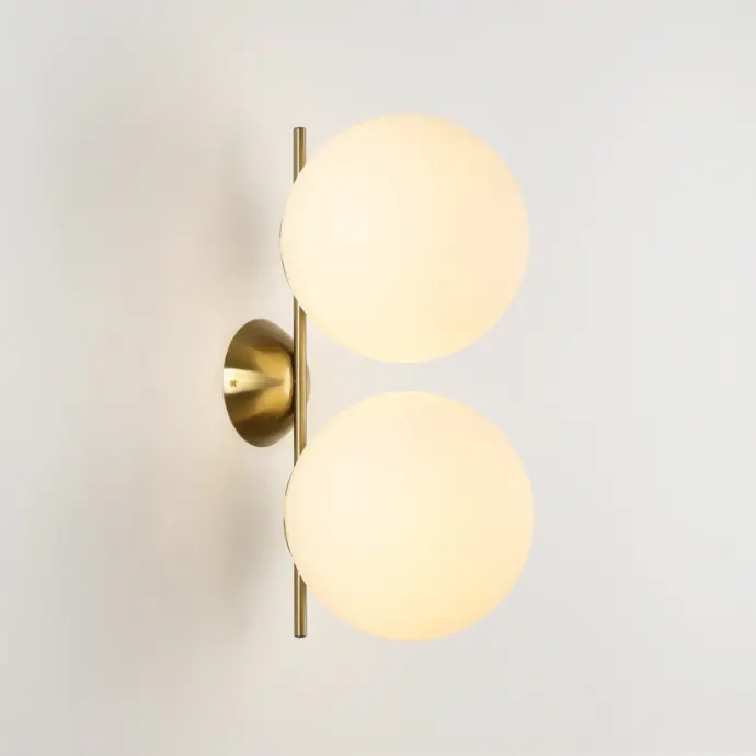 Lámpara de Pared Aplique Doble Bola de Cristal e"ANA"ø 220mm 2*E27 para Interior, Diseño Elegante y Minimalista