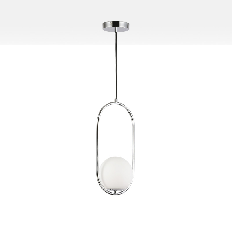 Lámparas Colgantes de Techo Modernas de 1 Luz, Estilo Mediados de Siglo, con Pantalla de Globo de Vidrio Esmerilado Blanco, para Interiores "LIVIA"-E27