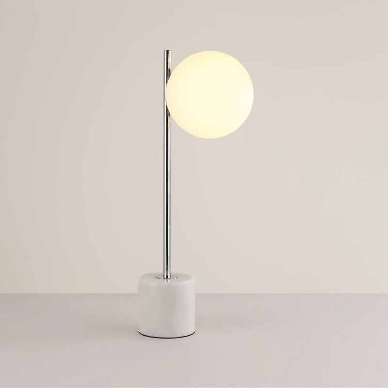 Lámpara de Mesa de Mármol y Bola de Cristal Blanco "Åsa" - E27