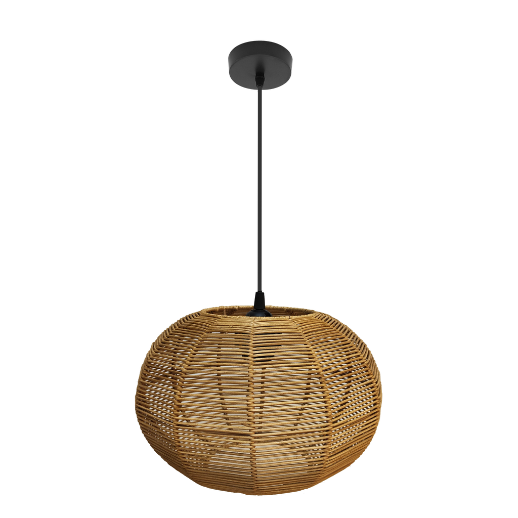 Kepa Pendant 1xe27 Black/natural Regx30x30cm Rattan