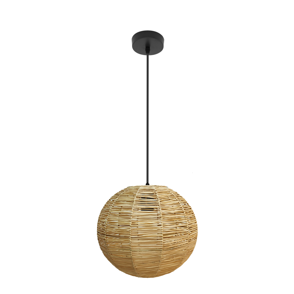 Pendentif Orphée 1xe27 Noir/Naturel Regx30x30cm Marine Végétal