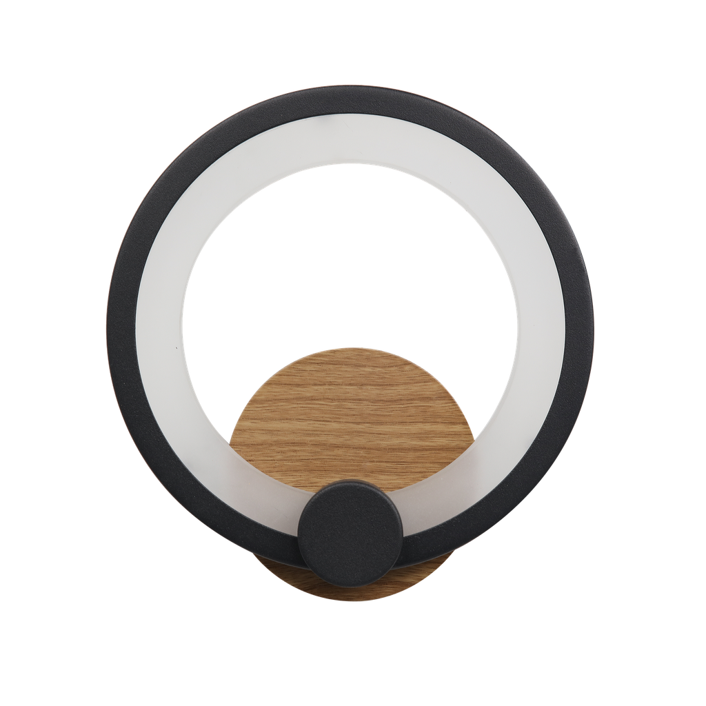 Applique murale Sydney 10 W 4 000 K, noir/bois foncé, 19,5 x 19 x 5 cm, 1 300 lm