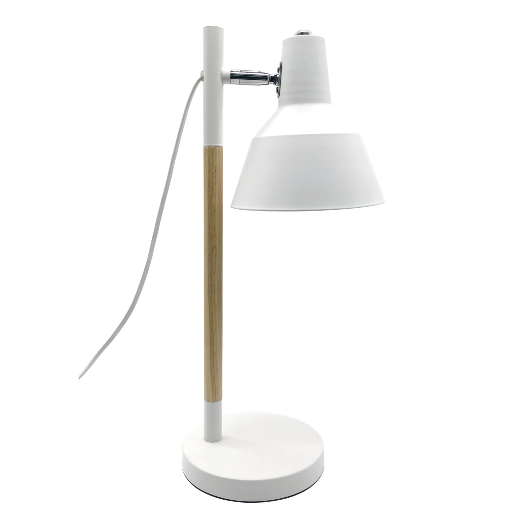 Flexo Basil 1xe14 Blanc/hêtre 50x17x23 cm Articulé et Réglable 350º