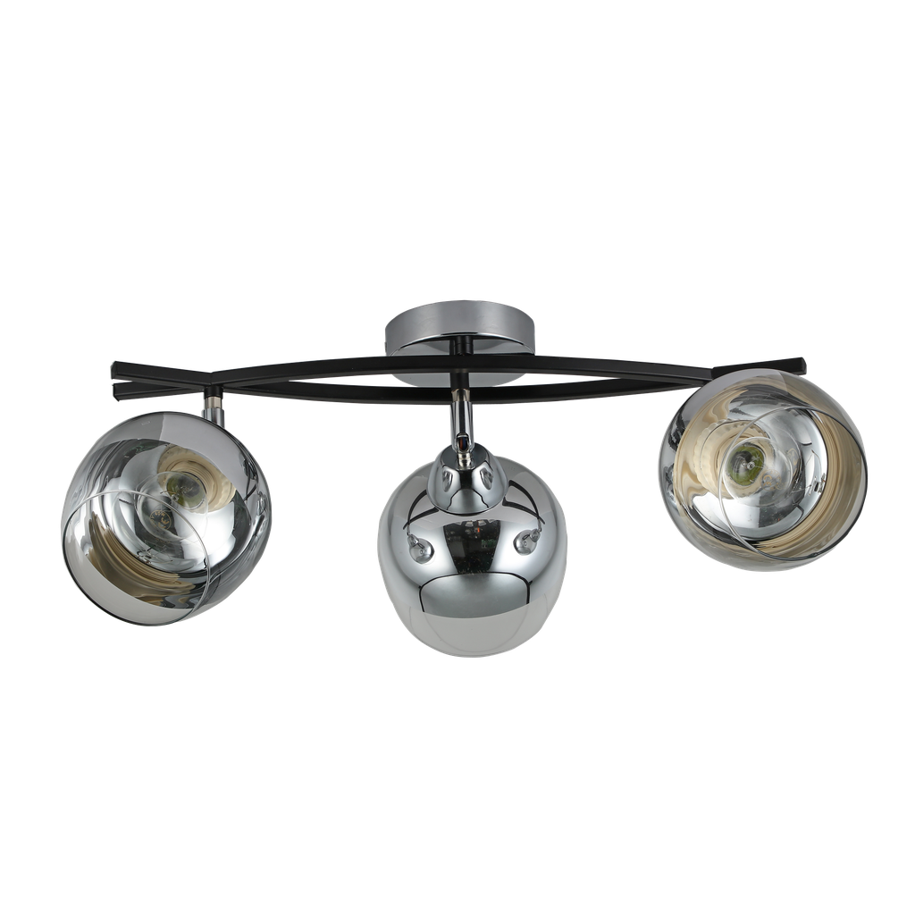 Bande Denali 3xe27 Chrome/Noir 24x45x14 cm