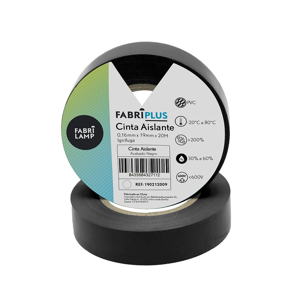 Black PVC Insulating Tape Roll 19mm x 20m for Electricians, Flexible and Durable