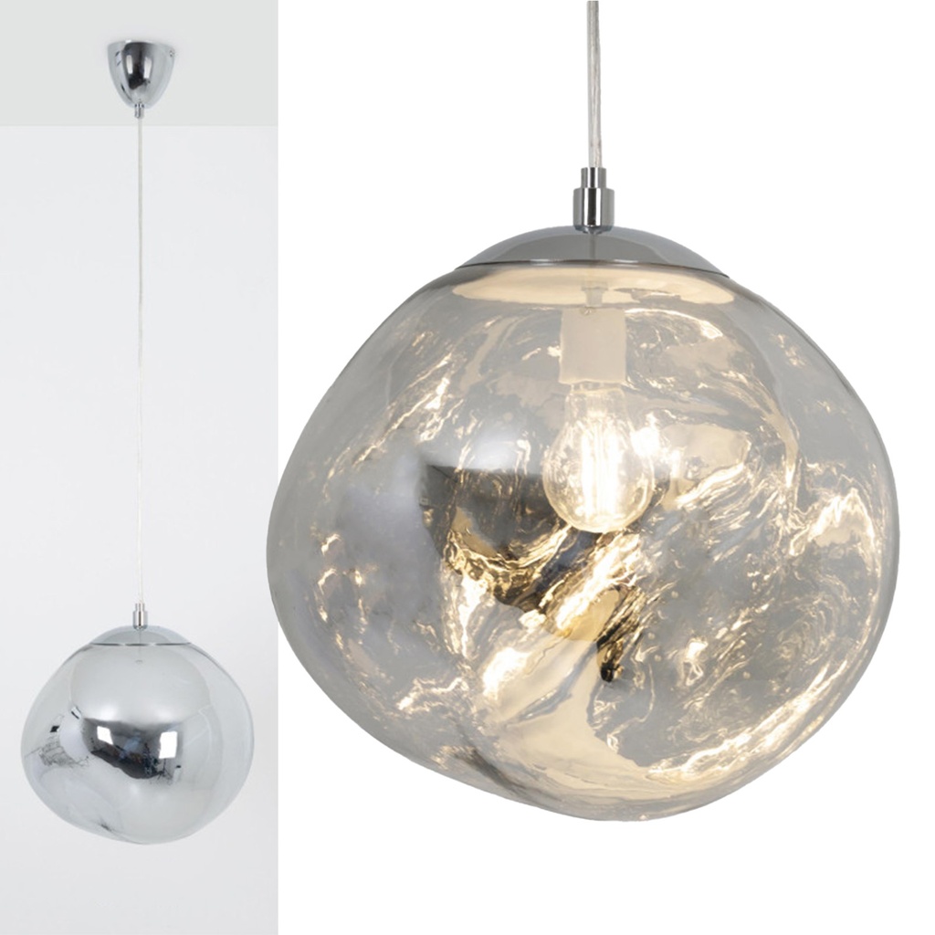 Lámpara Colgante Diseño Moderno con Pantalla de Cristal Metalizado Irregular Casquillo E27 "Melti"D360mm