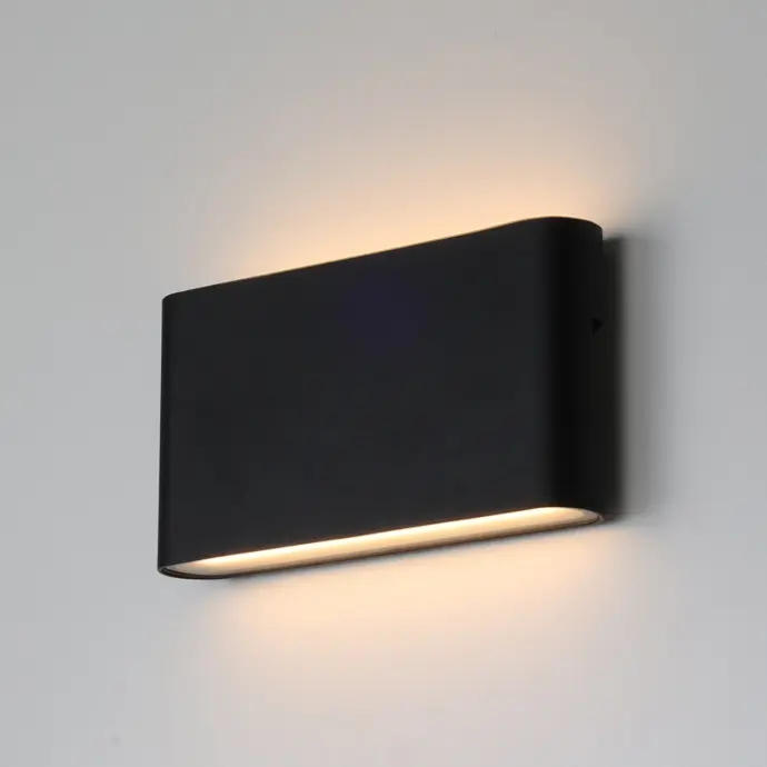 Aplique de Pared Exterior/Interior LED 12W Aluminio Rectangular Iluminación Arriba y Abajo 175mm IP54"SAFATA" Negro