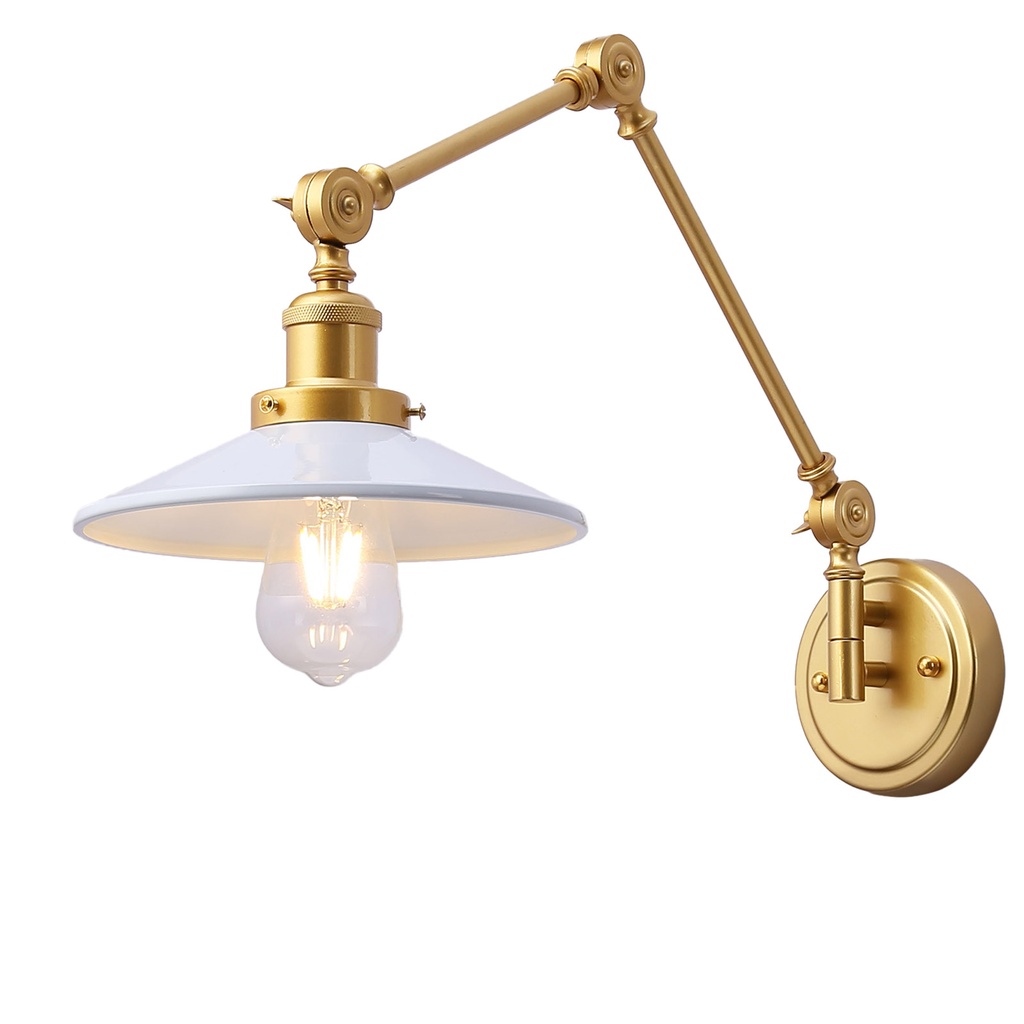 Wandleuchte mit Schwenkarm, Vintage, in Goldmessing-Finish, verstellbar, für Schlafzimmer, Wohnzimmer oder Arbeitszimmer "Astral" - E27