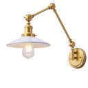 Gold brass finish swing arm wall light, vintage, adjustable, for bedroom, living room or study "Astral" - E27