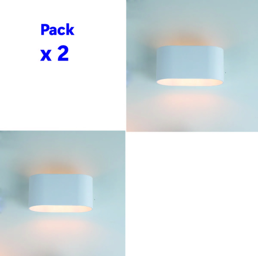 Paquete de 2 Apliques de pared interior de aluminio blanco con iluminación arriba y abajo, casquillo G9 (bombilla no incluida) "BAYONA"