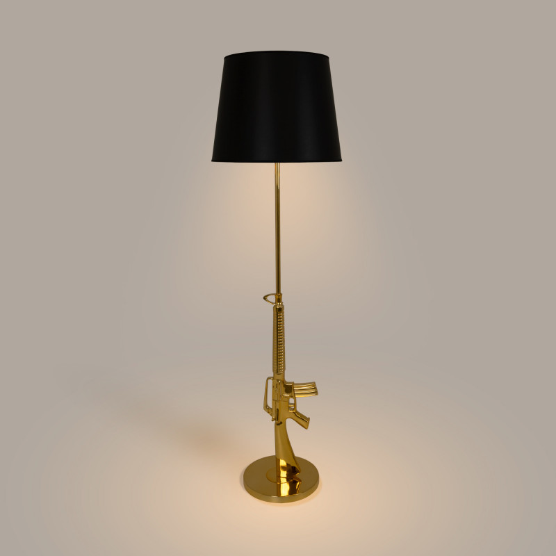 Floor Lamp - Gun Style Living Room Lamp - Modern Metal in Gold and Silver "M16" Height 168cm