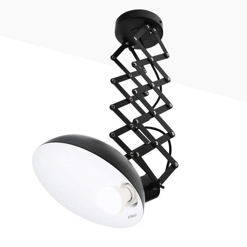 Lampada da soffitto vintage estensibile a forbice in nero – attacco E27 – "Victor"