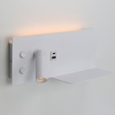 Aplique de pared para lectura con puerto USB - Iluminación ambiental 7W con foco lectura 3W 2700K "VIENA"(Derecho)