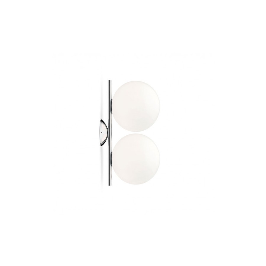  Lámpara de Pared Aplique Doble Bola de Cristal en latón satinado "ANA" ø 150mm 2*E27 para Interior, Diseño Elegante y Minimalista