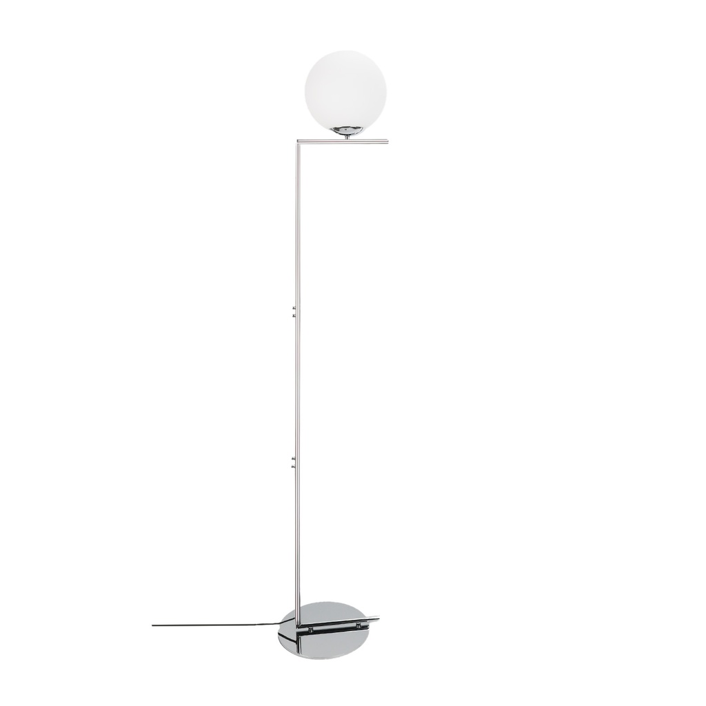 Lámpara de Pie Esférica "OLAYA" E27, Vidrio Blanco y Metal Dorado, Estilo Nórdico Moderno, ⌀22cm, para Sala y Dormitorio