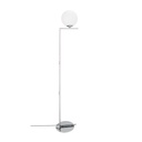 Lámpara de Pie Esférica "OLAYA" E27, Vidrio Blanco y Metal Dorado, Estilo Nórdico Moderno, ⌀22cm, para Sala y Dormitorio