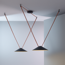  Kit da soffitto a 2 lampade ispirato a Vibia Plusminus, con 2 lampade LED da 12W, illuminazione diffusa mirata, Ø40 cm, nastro da 7 metri finitura rosso terra, bianco caldo 2700K, 48V
