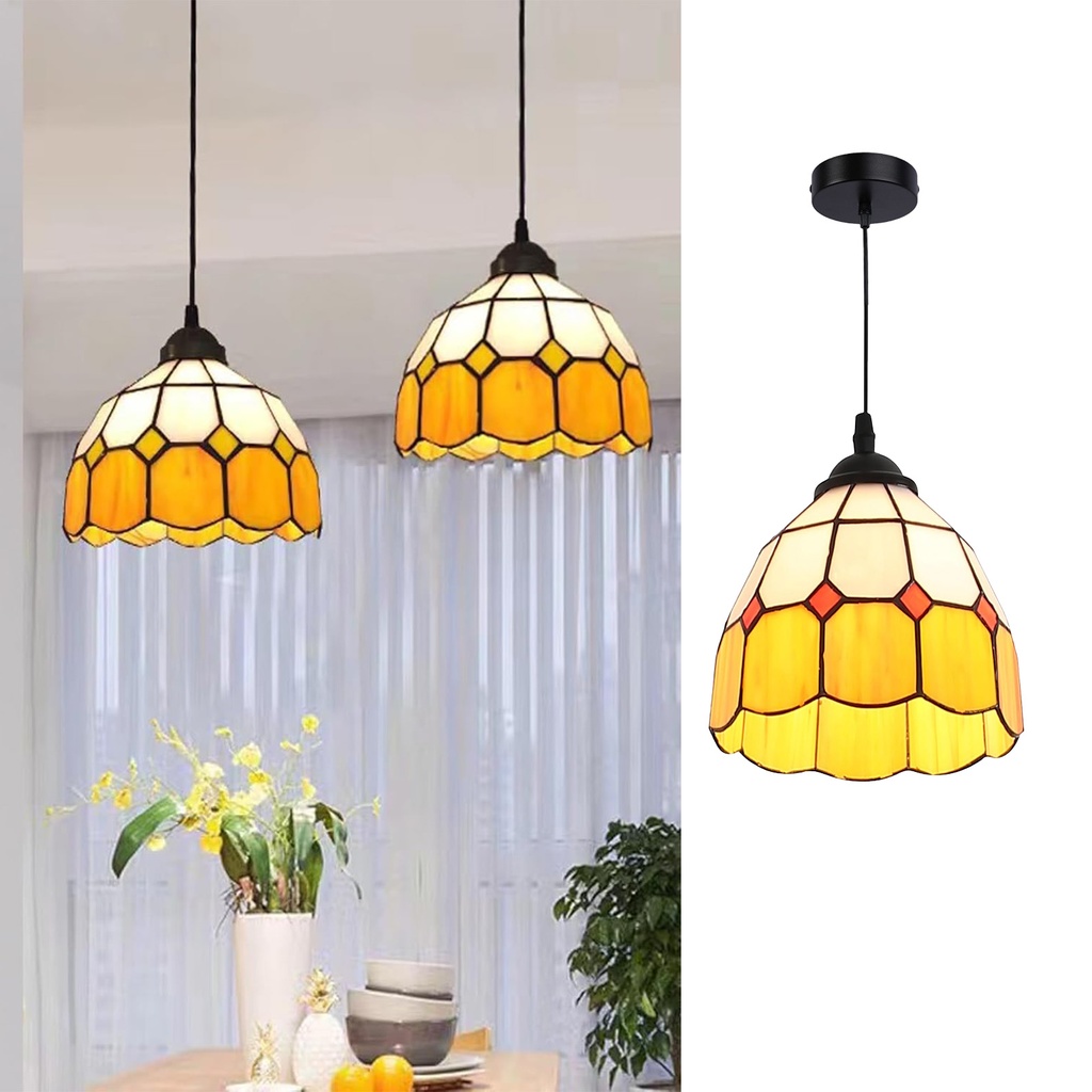 Lampada a sospensione "LIVIA" con mosaico floreale in vetro Ø20cm – Stile Tiffany mediterraneo e moderno