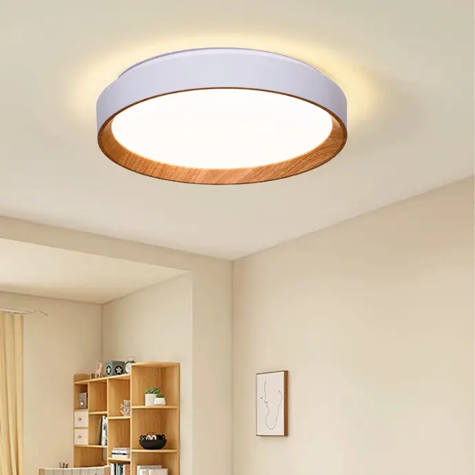  Plafón LED de Techo 30W Ø40cm CCT 3000K-6000K, Efecto Madera, Luz Regulable - Modelo "LUNADA"