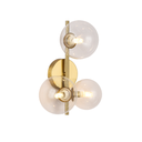 Aplique de Pared Moderno "LIMA" - Metal Dorado con 3 Esferas de Cristal Transparente, Compatible con 3 Bombillas G9 para Interior 