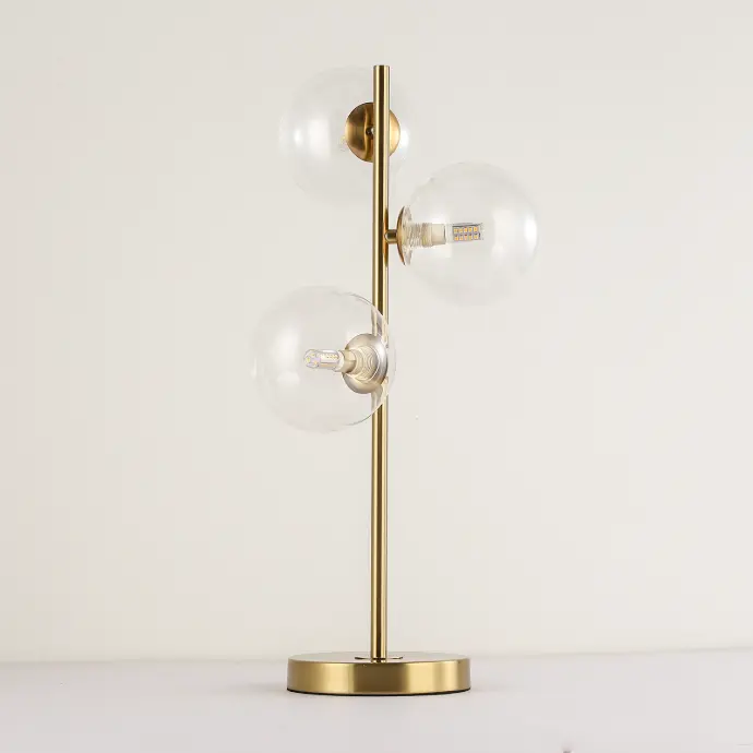Metal Table Lamp with Three Clear Glass Balls "Belgium" - 3*G9