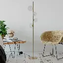 Lampada da terra in ottone/oro con 4 luci e sfere in vetro trasparente 4*G9 "GISELA"