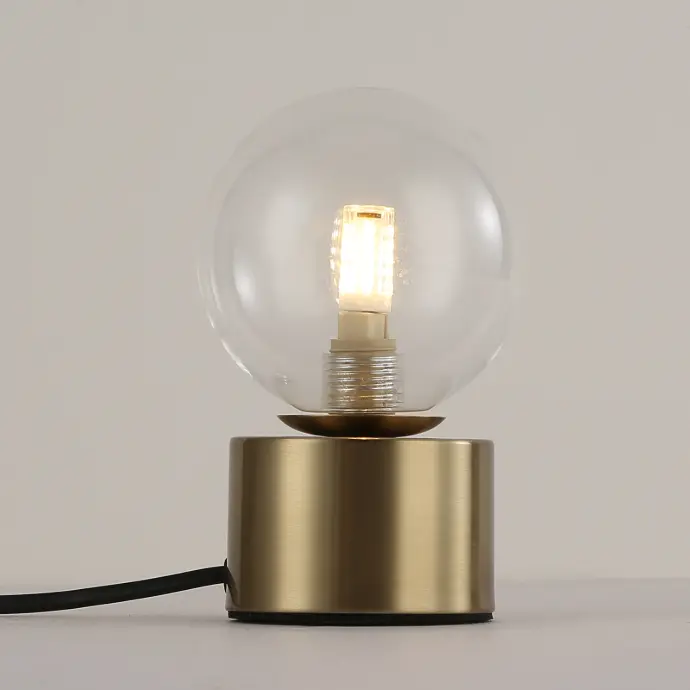 Table lamp with transparent glass ball and gold base G9 "Warsaw"