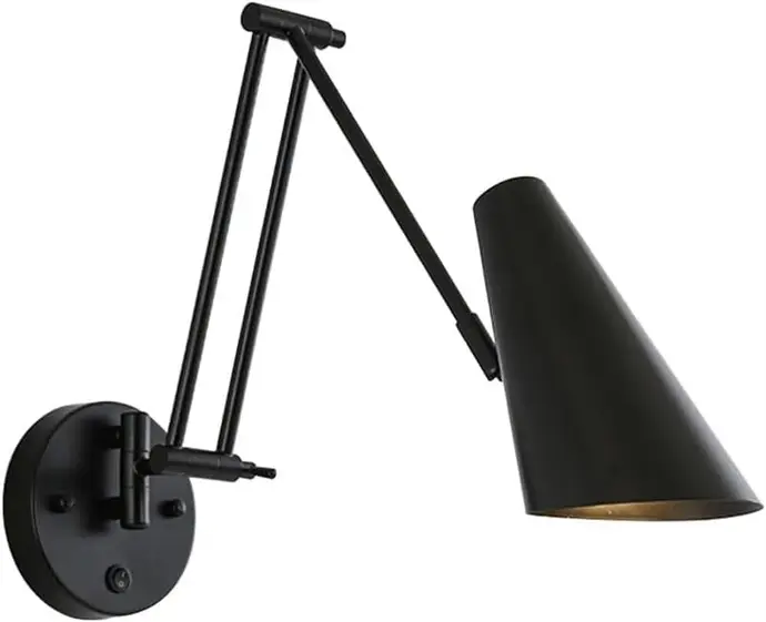  Adjustable Metal Swing Arm Wall Light with Switch Modern E27 for Living Room Hallway Bedroom "MIJAS"