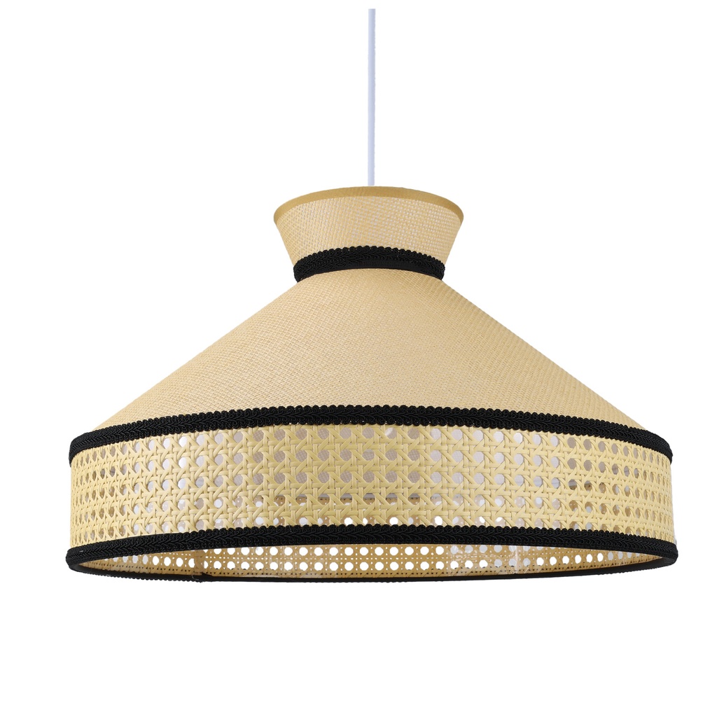 Lámpara Colgante de Ratán "Olite" – Pantalla Tejida a Mano Ø45×29 cm, Estilo Bohemio y Natural, Casquillo E27 para Comedor o Salón