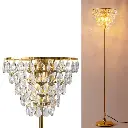 Lámpara de pie de cristal para sala de estar, base E14 de 3 luces, lámpara de pie moderna romántica elegante para dormitorio, oficina, lámpara de pie alta con acabado dorado de latón de 150 cm  "ADA"