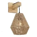 Holz-Wandleuchte mit Juteseil-Schirm E27 "ROMEO"