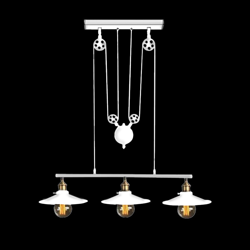 Triple Lifting Pulley Pendant Lamp "WHEEL"