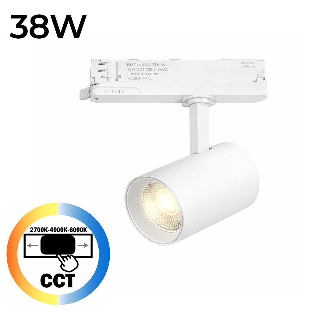  Rail d'éclairage LED triphasé CCT 3000K-4000K-6000K 38W