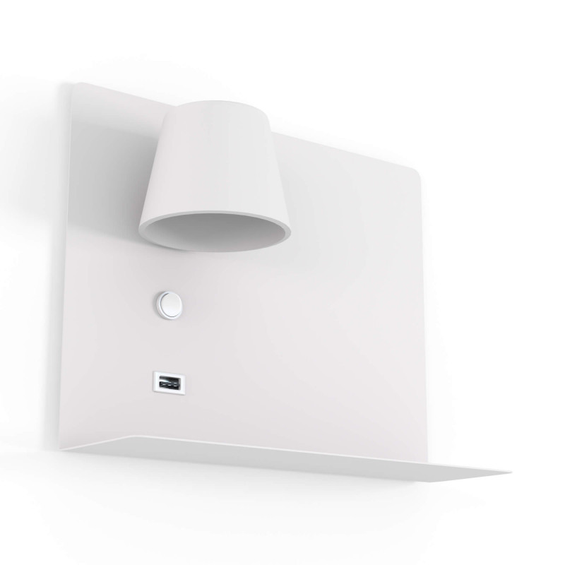 Aplique de Pared Orientable 6W con Carga USB y Type C, 2700K-6000K, Chips Osram, Driver KGP "SION" (Foco Izquierdo)