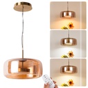 Alpinaluz Lámpara Colgante LED de Cristal “Illus” – Ø38 cm, 25W Regulable con Mando – Luz Cálida/Neutra/Fría (2700K-6500K) – Diseño Moderno Minimalista con Anillo Metálico
