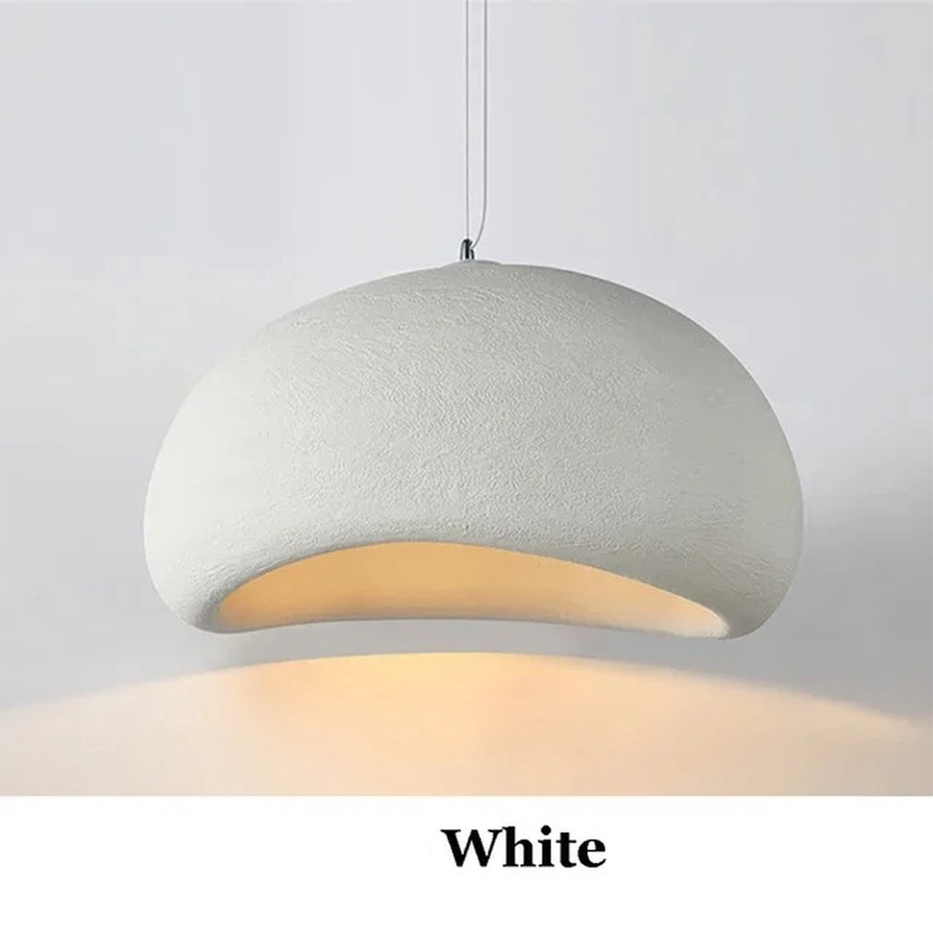 Nordic Wabi Sabi creative dome pendant light, Ø60cm, made of Japanese resin, vintage industrial style, for living room, dining room and bedroom.